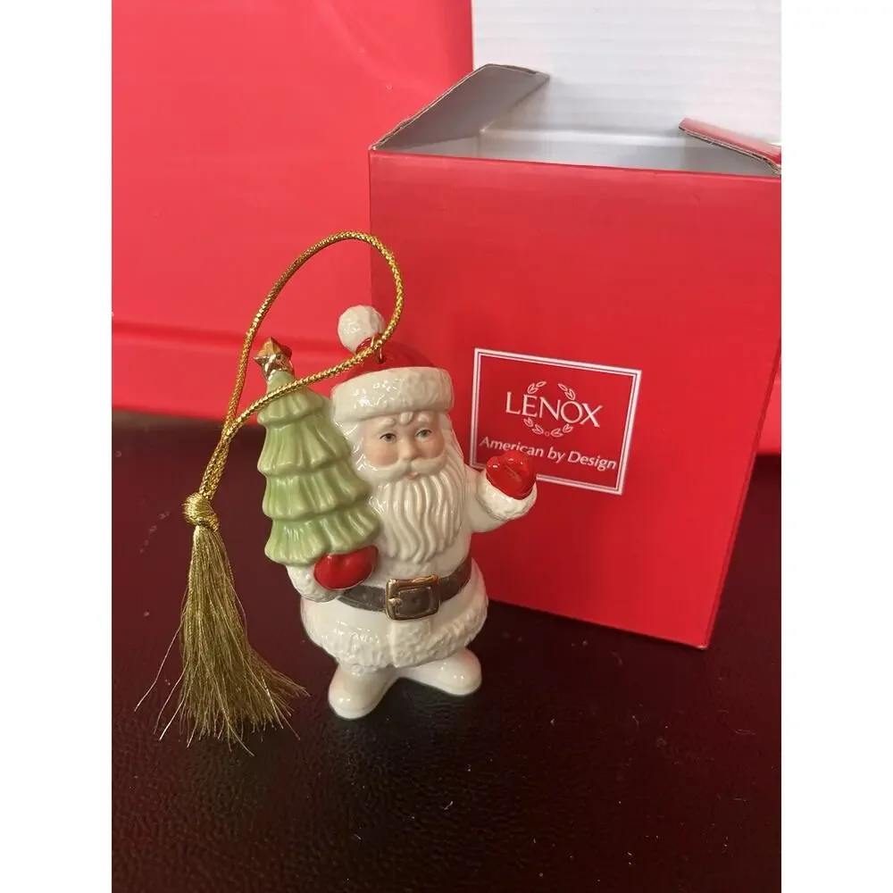 Lenox Christmas Ornament-Santa Holding Tree With Box Not Original Box ￼